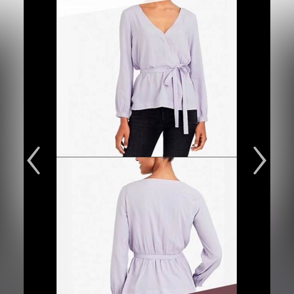 J Crew Mercantile Purple Faux Wrap Top with Belt